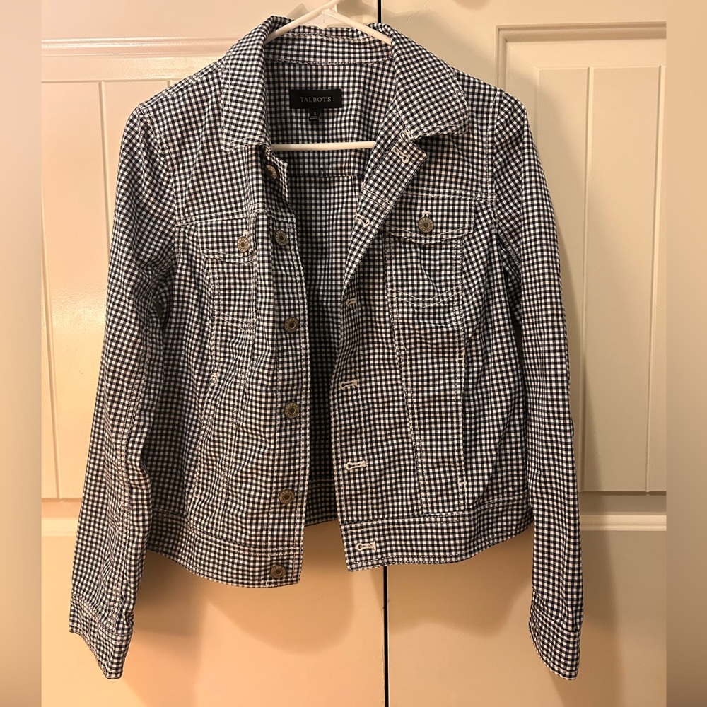 Talbots Women's Black and White Gingham Jacket